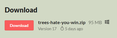 Trees Hate You download screen on itch.io